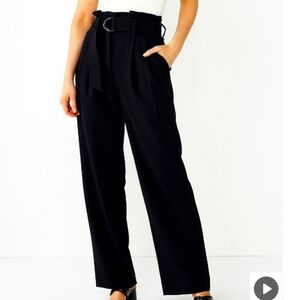 Nine West Black Paperbag Waist Trouser Modern Elegance
